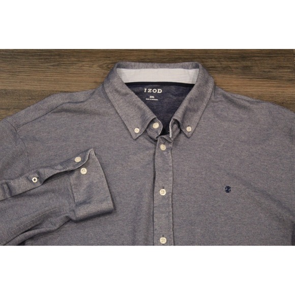 IZOD‎ Mens 2XL Blue Long Sleeve Button Down Shirt - Picture 1 of 6
